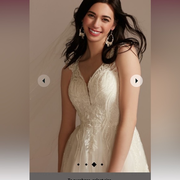 Oleg Cassini plunging open back tulle wedding dress NWT - Picture 6 of 7